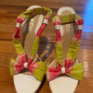 Colin Stuart Heels in White with Rainbow Straps